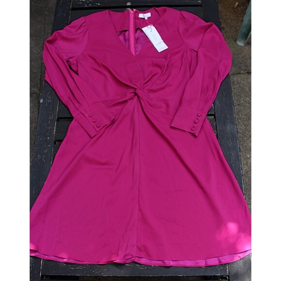New w/Tags - Parker Knot-Front, Long Sleeve Dress - 70s Secretary Style, Pink, L - Picture 6 of 14